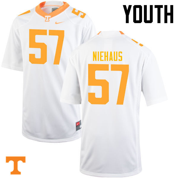 Youth #57 Nathan Niehaus Tennessee Volunteers College Football Jerseys-White - Click Image to Close